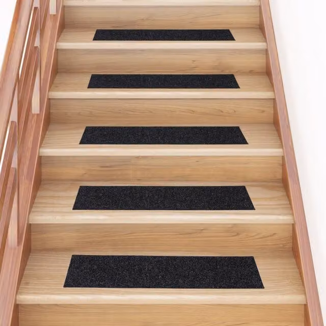 Berkfield Home Self-adhesive Rectangular Stair Mats, 15 Pieces, Black, W: 76 cm, D: 20 cm