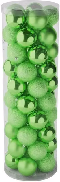 KDMD 48 Light Green Christmas Baubles with Matt, Shiny and Glitter Finishes, Diameter: 10 cm – 1