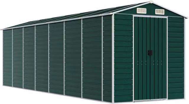 Berkfield Home Green Galvanised Steel Garden Shed W/D/H: 191 x 640 x 198 cm