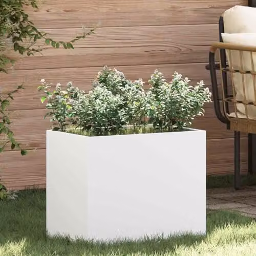 vidaXL White Steel Garden Planter Tub W/D/H: 50 x 32 x 40 cm – 2