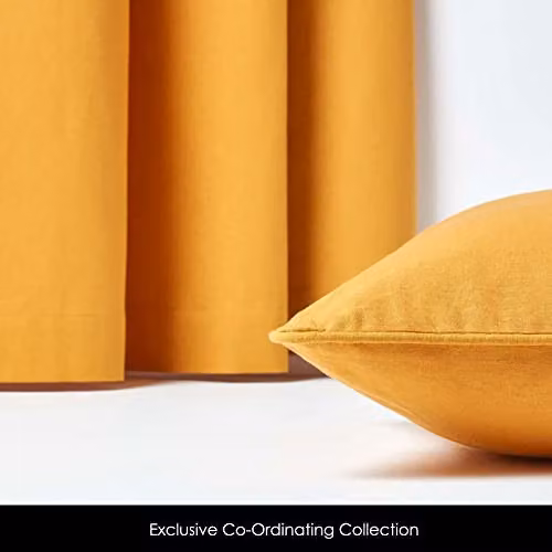 Homescapes Plain Mustard Yellow Cotton Rectangular Cushion Cover W/H: 30 x 50 cm – 3