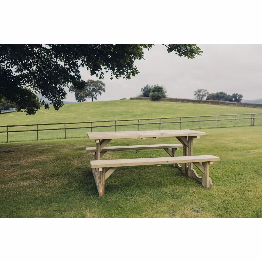 Churnet Valley Garden Furniture Ltd Lunar Picnic Table in Brown, W: 153 cm, H: 76 cm – 3