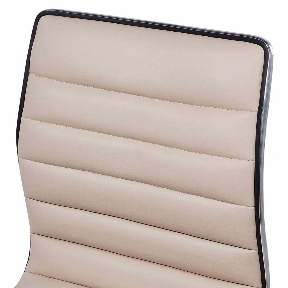 Wyld and Coco Set of 2 Beige Faux Leather Counter Height Bar Chairs with 360 Degree Swivel – 3