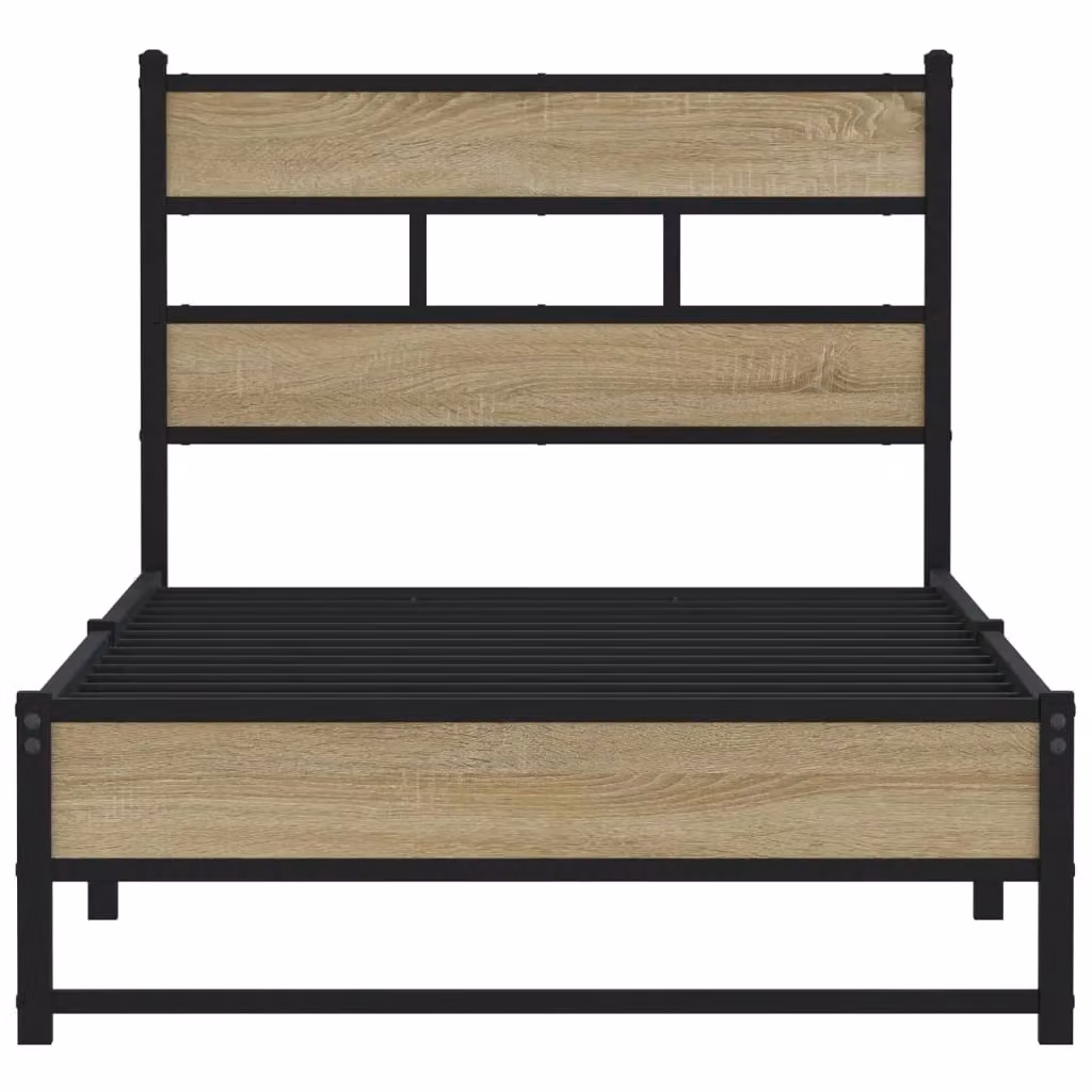Berkfield Home Metal Bed Frame in Sonoma Oak Brown, W/D/H: 90 x 190 cm Single – 3