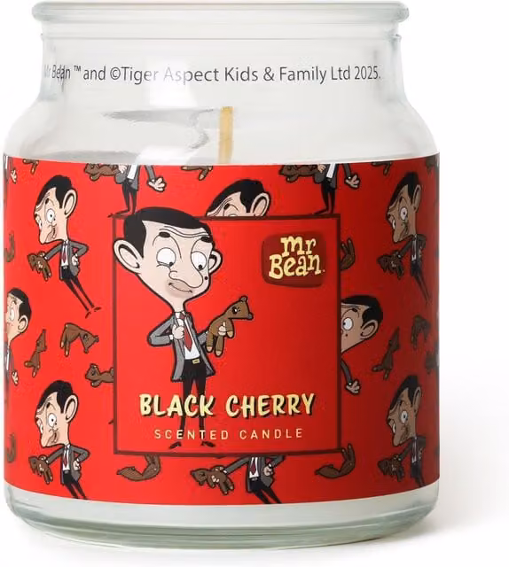 Mr Bean Black Cherry Scented Candle, 140g, White