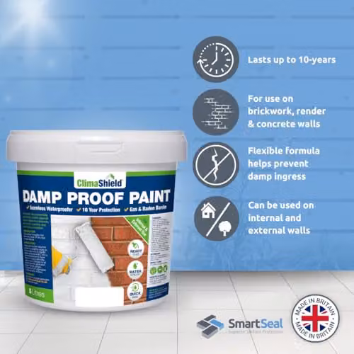SmartSeal Damp Proof Paint for Interior and Exterior Walls, Ceilings and Floors, Beige, 10 Litres – 2