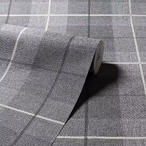 Arthouse Country Tartan Charcoal Grey Checked Vinyl Wallpaper – 2