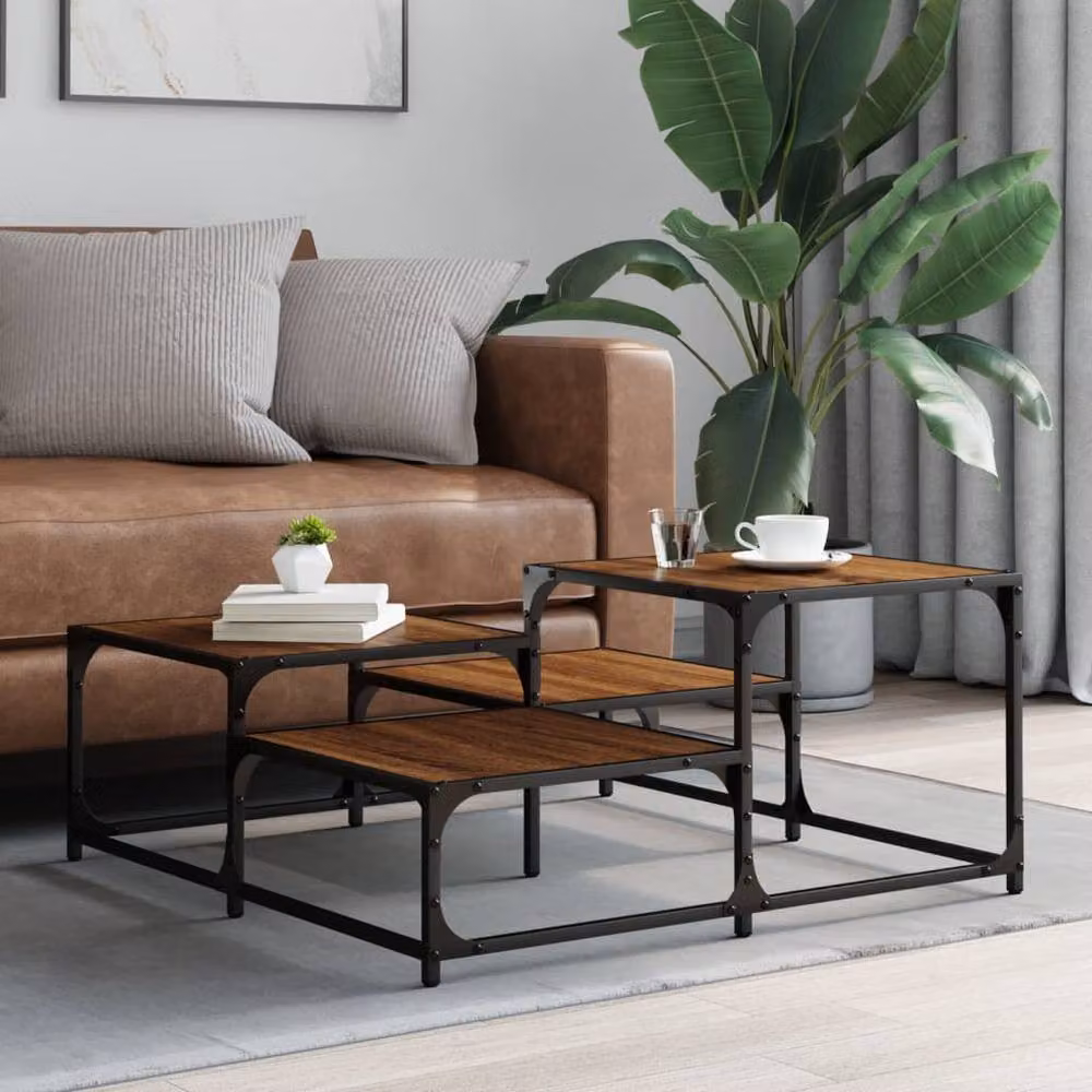 Berkfield Home Brown Oak Coffee Table, W/D/H: 87.5 x 87.5 x 40 cm – 3