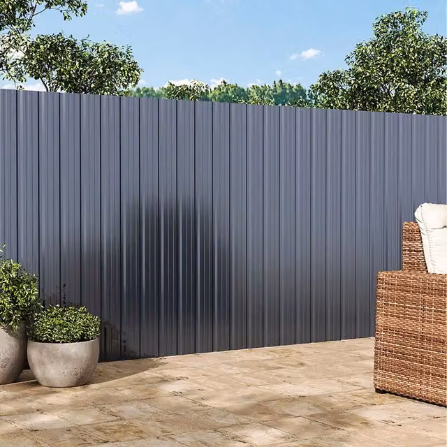 Livingandhome Pack of 12 Grey Corrugated Steel Enamel Metal Panels