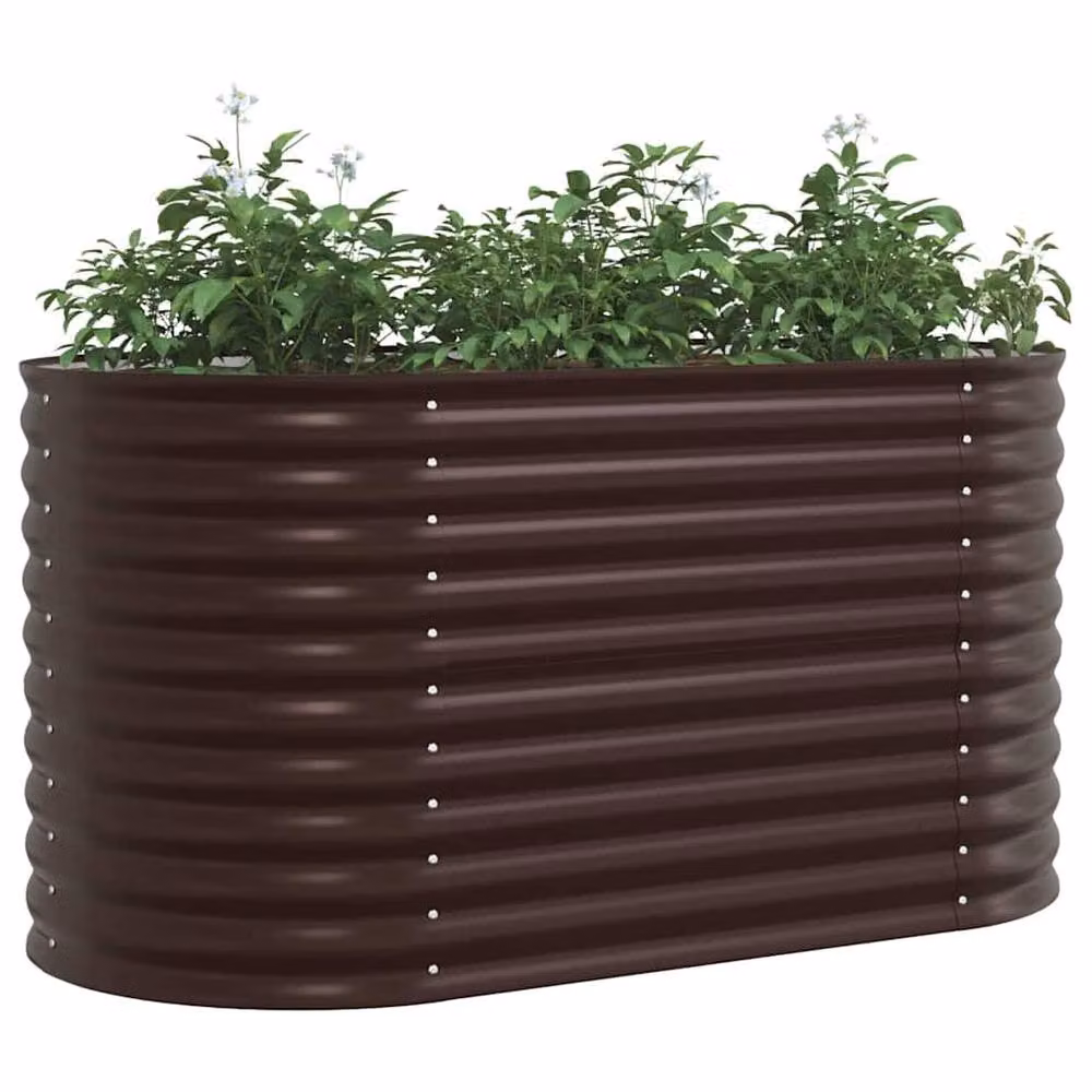 Berkfield Home Garden Brown Galvanised Steel Raised Bed, W/D/H: 160 x 80 x 81 cm – 3