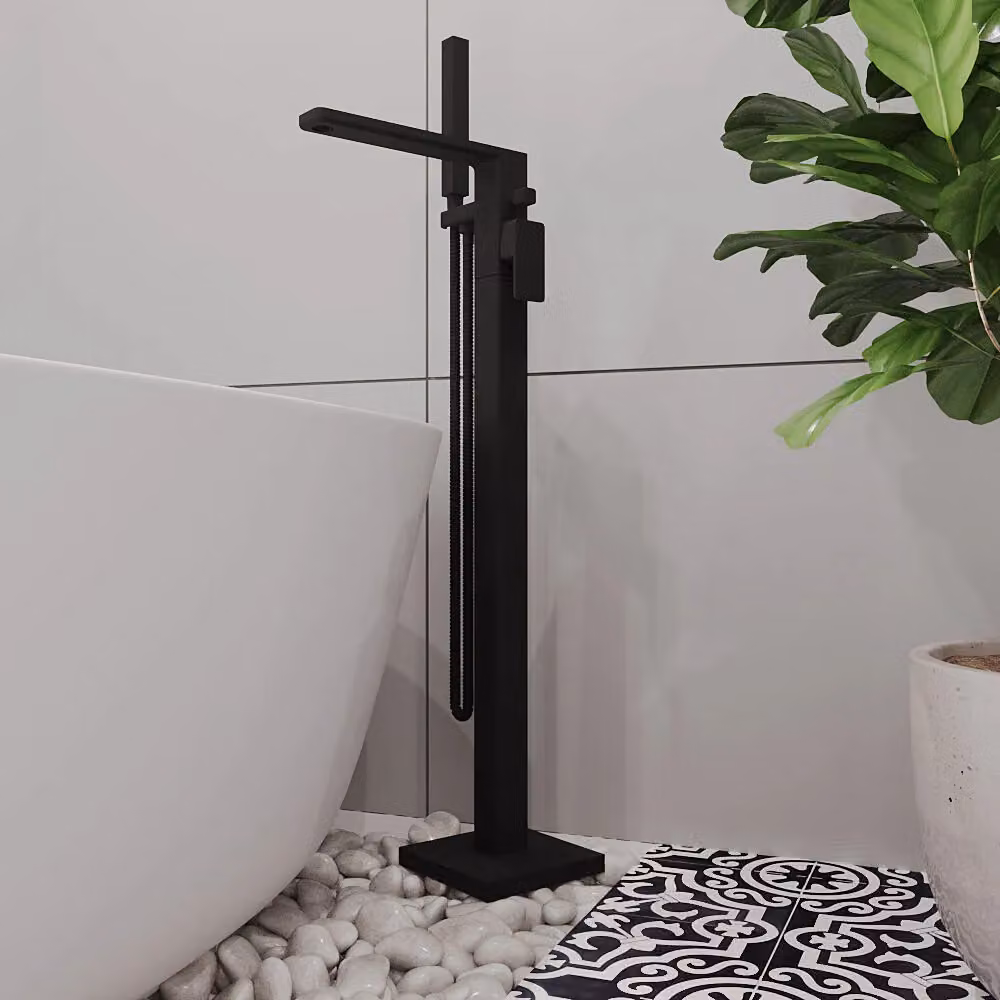 Balterley Freestanding Square Bath Shower Mixer Tap in Matt Black – 2