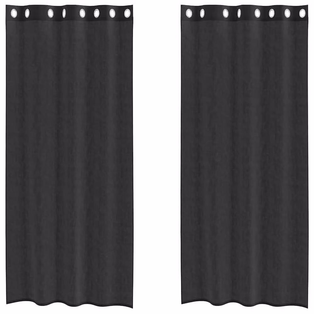Berkfield Home Black Voile Eyelet Curtains, 2 Pack, W: 140 cm, H: 245 cm – 3
