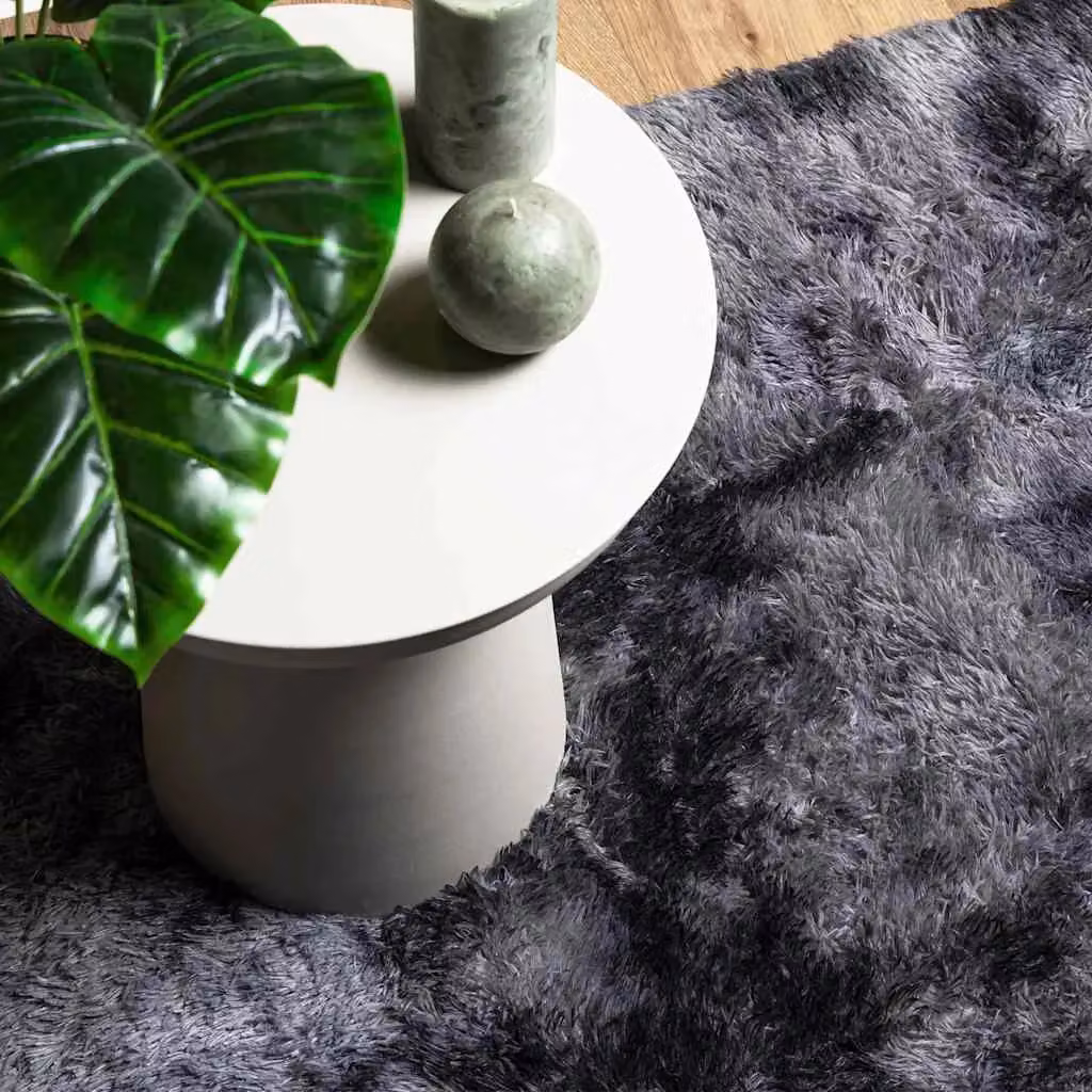 Berkfield Home NAVARRA Shaggy High Pile Rug, Dark Grey, W/D/H: 120 x 120 x 1 cm – 5