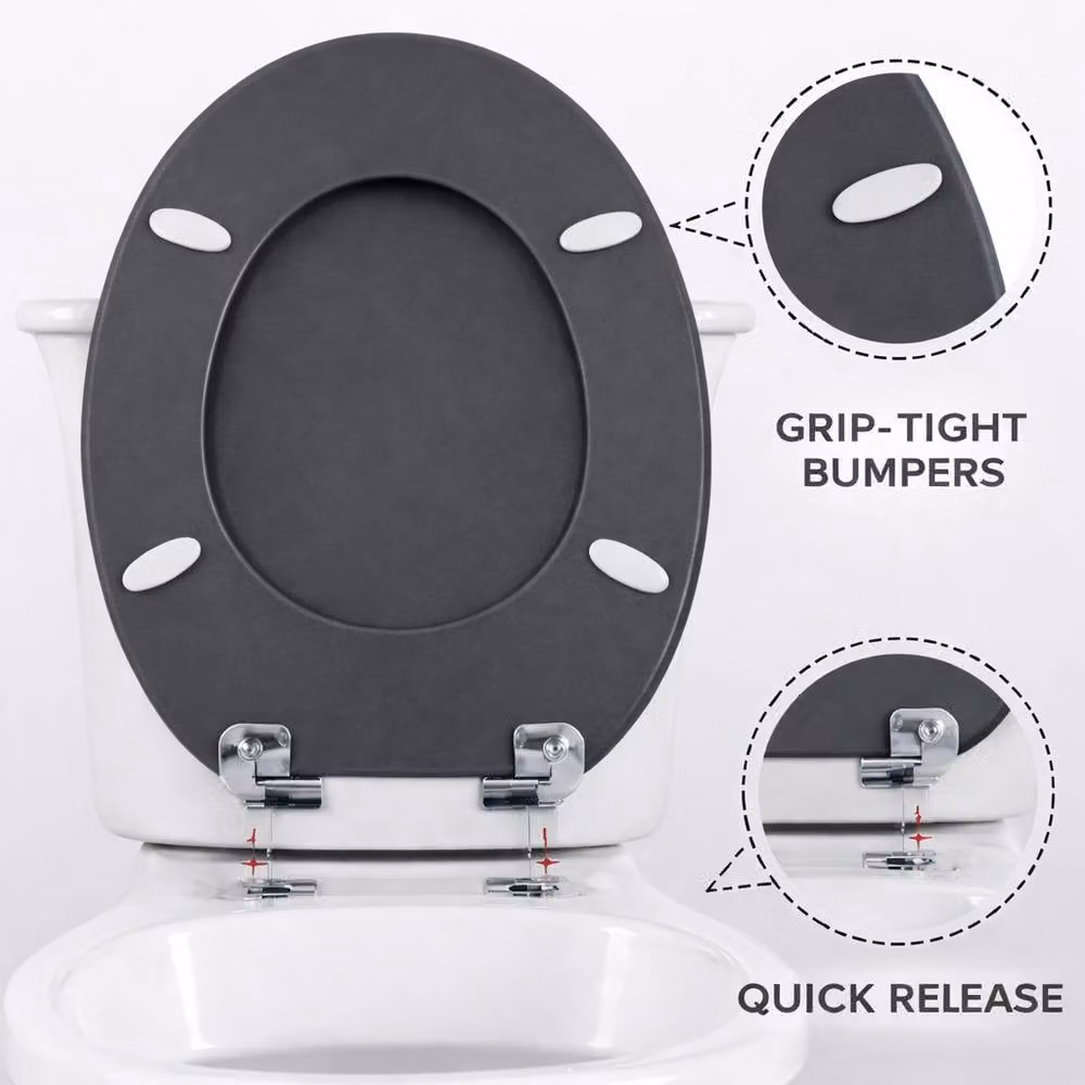 Spot On Dealz Black Diamante Round MDF Wooden Toilet Seat with Fixing Included – 2