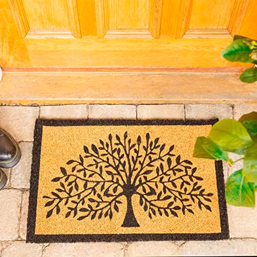 Nicola Spring Tree of Life Coir Door Mats, Pack of 2, Brown and Multicolour, W: 60 cm, D: 40 cm – 2