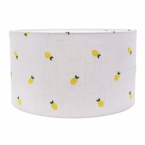 ValueLights Easy Fit Medium Lemon Embroidered Fabric Drum Light Shade, Width: 35 cm