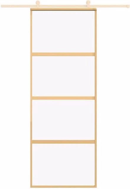 Berkfield Home Modern Gold Sliding Door with Clear ESG Glass and Aluminium, W: 76 cm, H: 205 cm