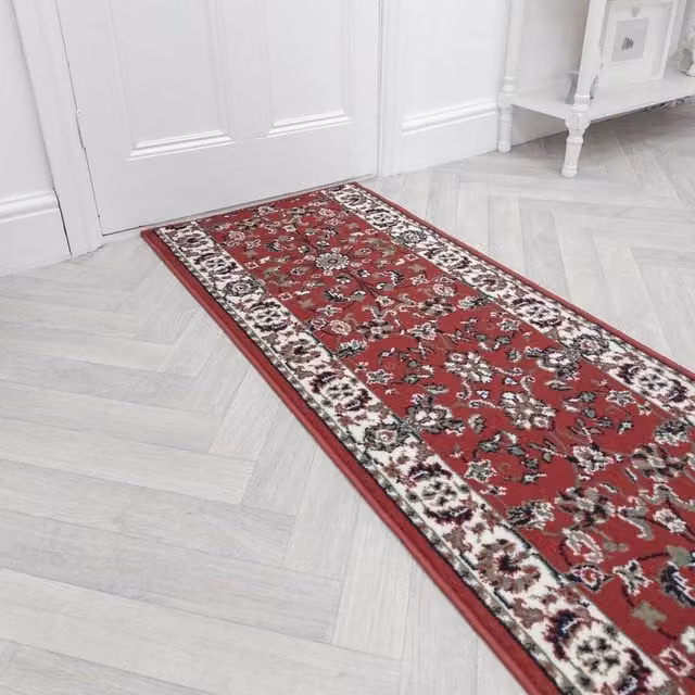runrug Traditional Red Hallway Carpet Runner Rug, W: 60 cm, L: 240 cm