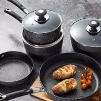 Tower Precision 5 Piece Non-Stick Aluminium Pan Set with Saucepan and Frying Pan, Black – 4