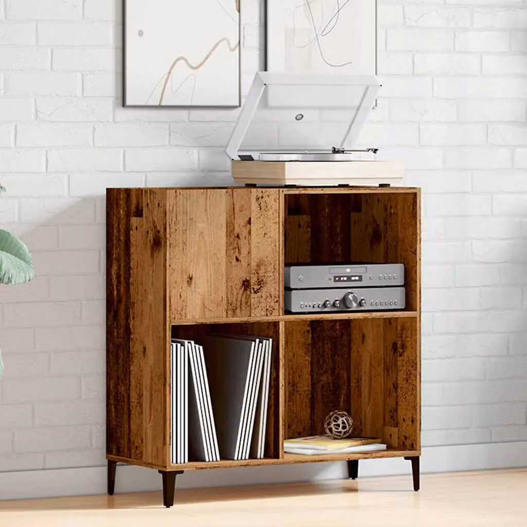 Berkfield Home Old Wood Record Cabinet in Brown, W/D/H: 84.5 x 38 x 89 cm – 3