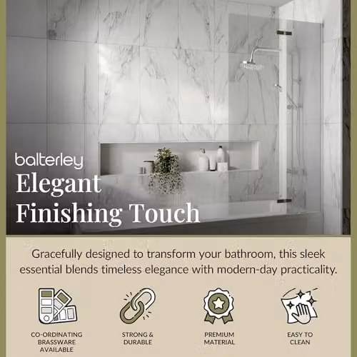 Balterley Rectangular Bath Shower Screen with Chrome Frame and Easy Clean Coating, W: 76 cm, H: 140 cm – 2