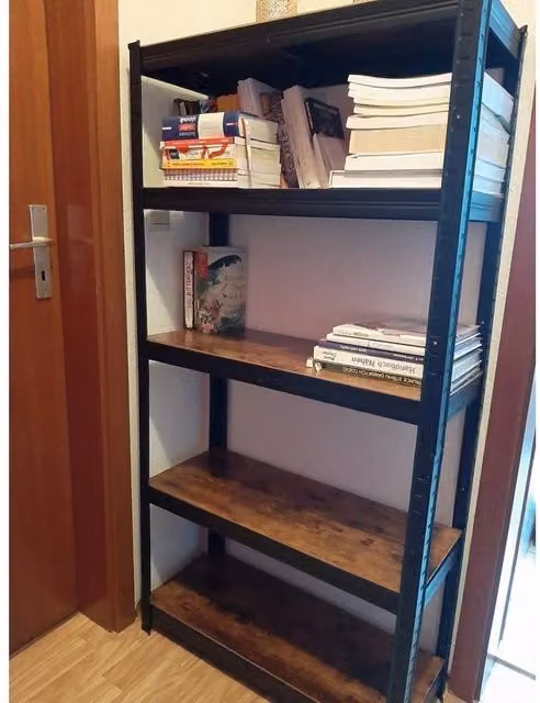 FORGEVIO Heavy Duty Industrial Shelving Unit with Adjustable Shelves in Matt Black – 1