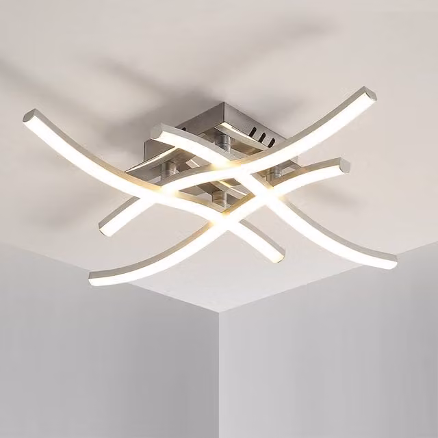Pheashine Silver Wave LED Ceiling Light, 24W, 4500K Neutral White, W/D/H: 45 x 45 x 8 cm