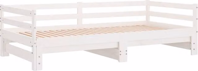Berkfield Home White Solid Pinewood Pull-out Day Bed with Drawers, W: 90 cm, H: 184 cm, D: 200 cm