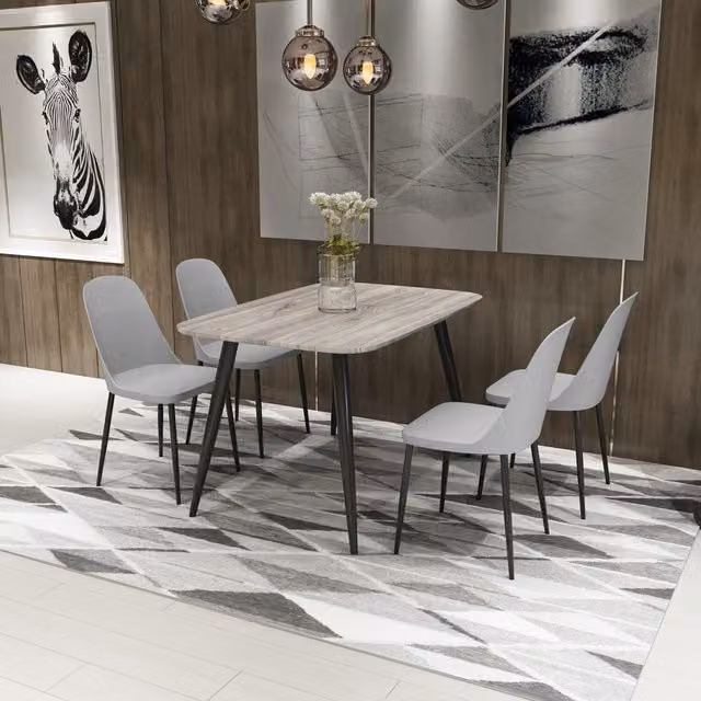 Core Products Ltd Aspen Rectangular Grey Oak Effect Dining Table and 4 Duo Plastic Chairs Set