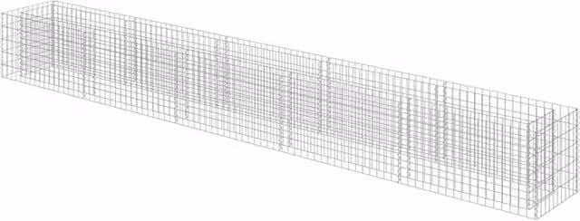 Berkfield Home Silver Galvanised Steel Stone Gabion Raised Bed, W: 450 cm, D: 50 cm, H: 50 cm