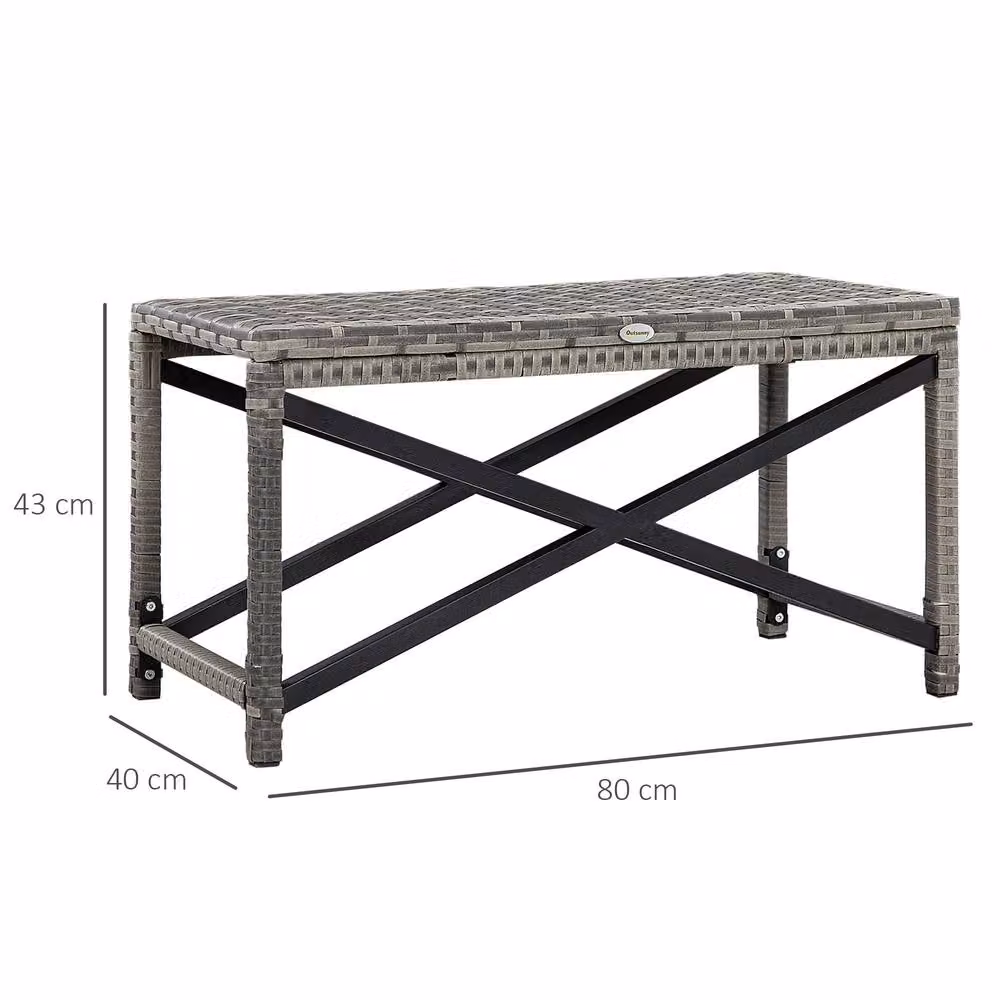 ERGOVEXA Grey Rattan Outdoor Coffee Table with Metal and Plastic Frame, W/D/H: 43 x 40 x 40 cm – 2