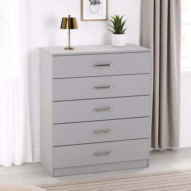 Seconique Dakota 5 Drawer Chest in Light Grey
