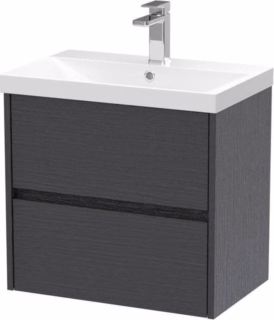Balterley Chartley 2 Drawer Wall Hung Vanity Basin Unit, Graphite Grey, Width: 60 cm