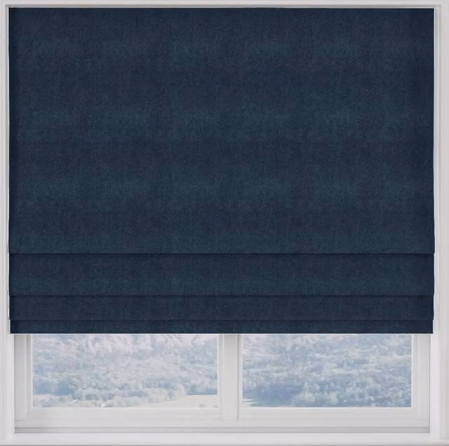 Terrys Elvira Made to Measure Blackout Roman Blind in Plain Blue