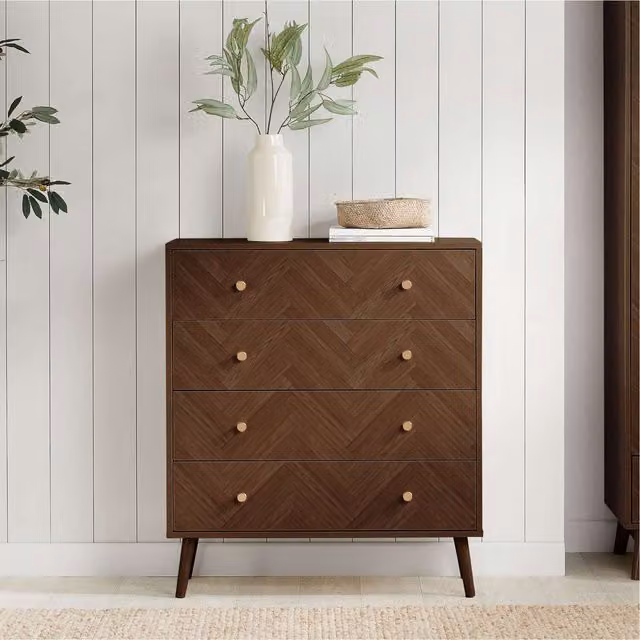 Birlea Herringford 4 Drawer Oak Brown Wooden Chest of Drawers