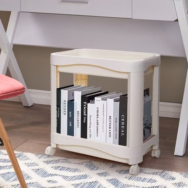 Livingandhome Toy Storage Cart for Playrooms, White, Width: 52 cm