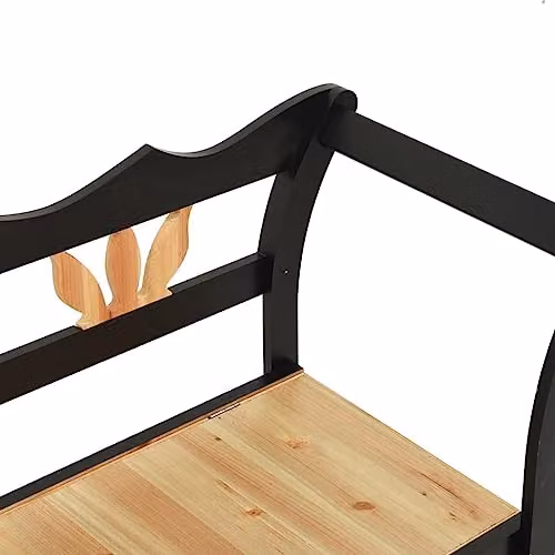 vidaXL Modern Black Solid Fir Wood Bench with Armrests W/D/H: 107 x 45 x 75.5 cm – 4