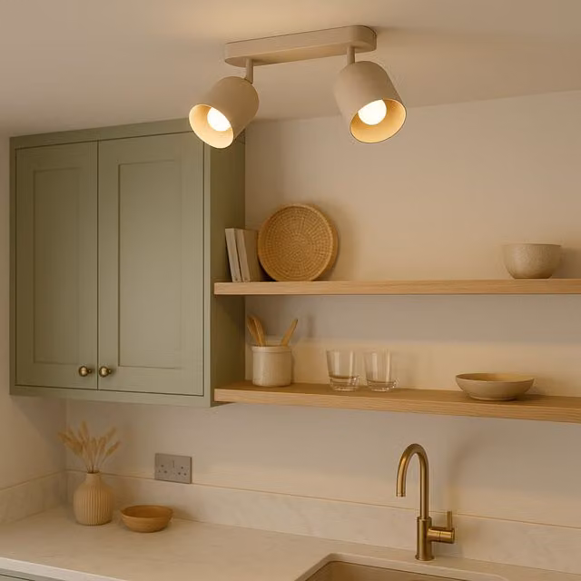 Eglo Tilston Minimalist Dual Steel Ceiling Spotlight in Sand – 1