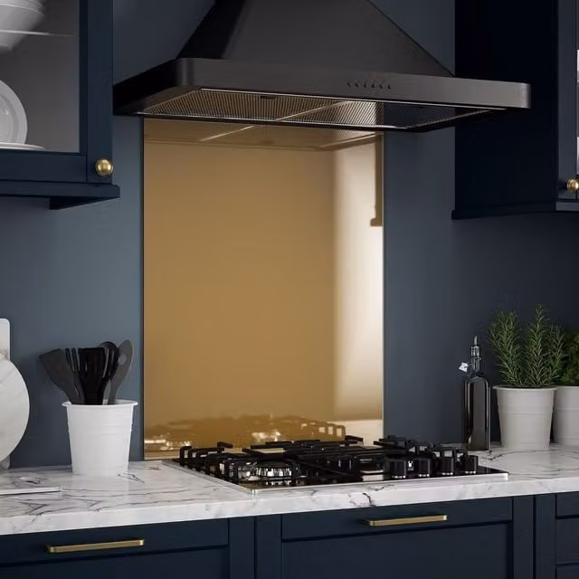 Generic Glossy Glass Kitchen Splashback, Bronze/Gold, W: 60 cm, H: 75 cm
