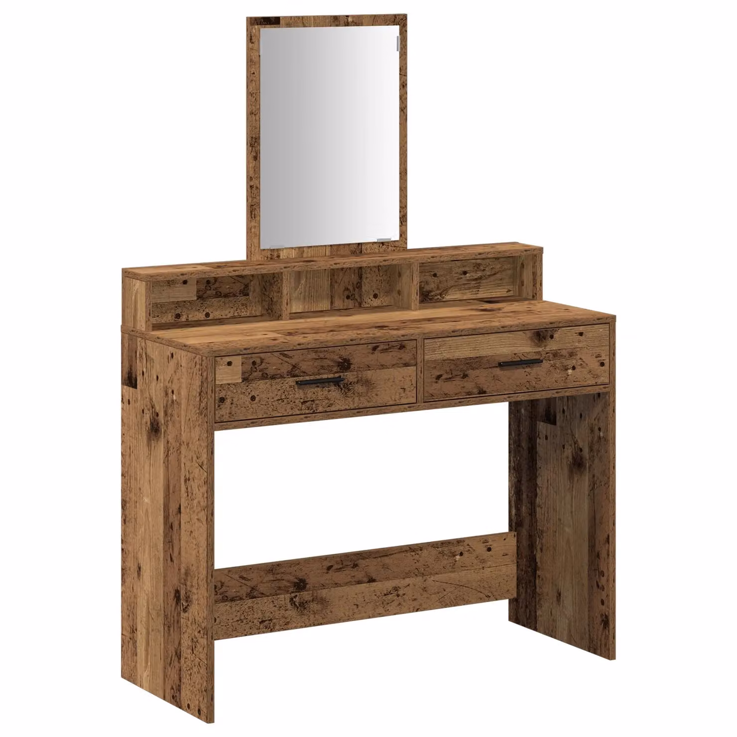 Berkfield Home Rustic Old Wood Dressing Table with Drawers, Brown, W: 100 cm, D: 41 cm, H: 140 cm – 2