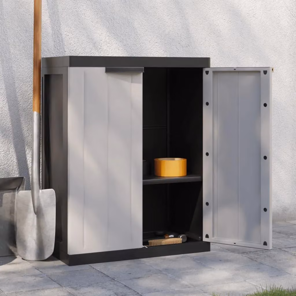 Berkfield Home Freestanding Outdoor Storage Cabinet in Grey and Black, W/D/H: 65 x 37 x 85 cm – 3
