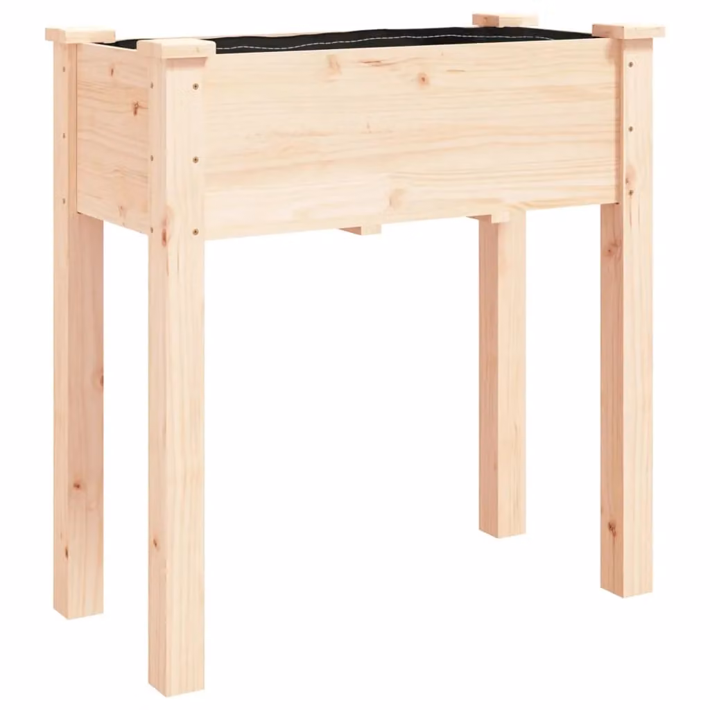 Berkfield Home Solid Wood Fir Planter with Liner, Brown, W/D/H: 71 x 37 x 76 cm – 2