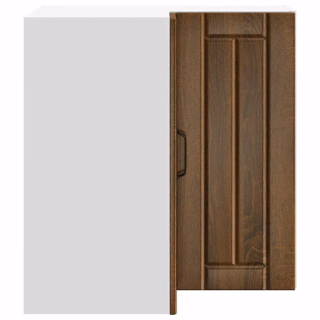 Berkfield Home Lucca Brown Oak Wall Mounted Kitchen Corner Cabinet with Hinged Doors and Internal Shelves – 3
