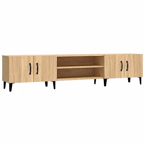vidaXL Modern TV Cabinet in Oak, W: 180 cm, D: 31.5 cm, H: 40 cm