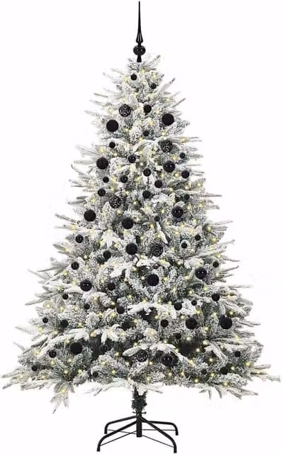 Berkfield Home Realistic Artificial Pre-lit Christmas Tree with Ball Set, Green, Height: 210 cm – 1