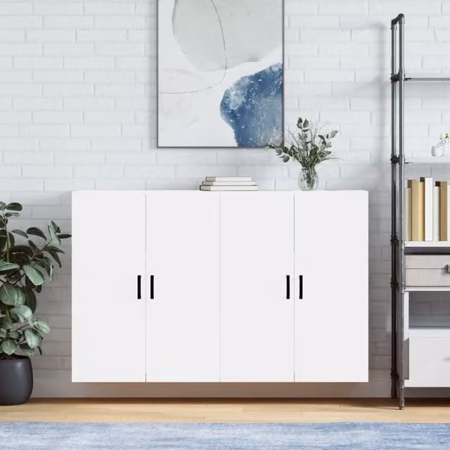 Berkfield Home Wall Mounted Cabinets, 2 Piece Set in White, W: 69.5 cm, D: 34 cm, H: 90 cm – 1