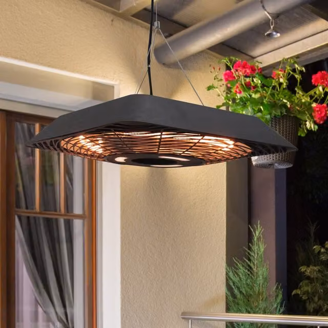 Outsunny HOMCOM 2000W Electric Hanging Patio Heater in Black