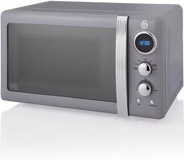 Swan 800W Digital Solo Countertop Microwave in Grey – 1