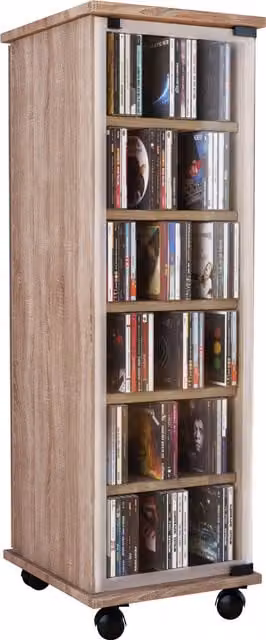 VCM Valenza Wood CD DVD Stand with Glass Doors in Sand/Brown – 1