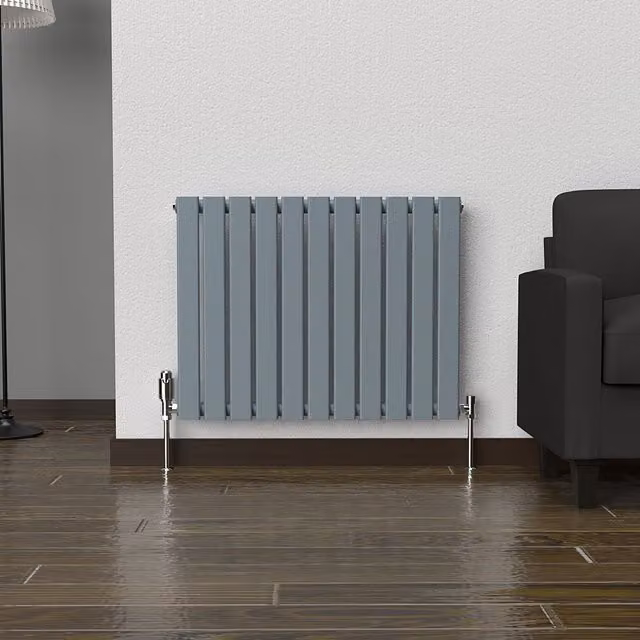 Lux Heat Flat Horizontal Coloured Radiator in Pebble Grey, W: 77.0 cm, H: 60.0 cm